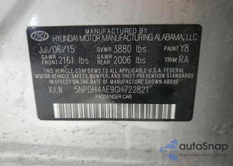 2016 Hyundai Elantra Se from USA, damaged, VIN 5NPDH4AE9GH722821